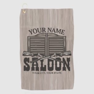 Personalised Western Rifle Guns Old Saloon Bar  Golf Towel