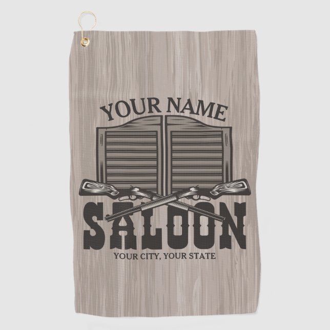 Personalised Western Rifle Guns Old Saloon Bar  Golf Towel (Front)