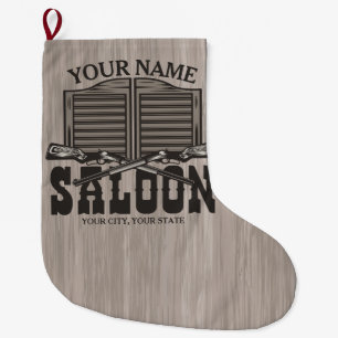 Personalised Western Rifle Guns Old Saloon Bar  Large Christmas Stocking