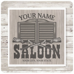 Personalised Western Rifle Guns Old Saloon Bar  Napkin