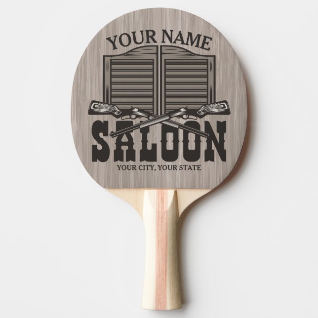 Personalised Western Rifle Guns Old Saloon Bar  Ping Pong Paddle (Front)