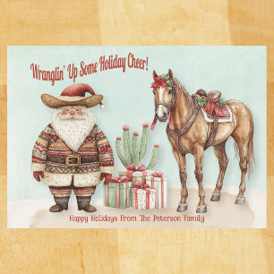 Personalised Western Santa Holiday Card