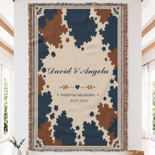 Personalised Western Wedding Woven Throw Blanket
