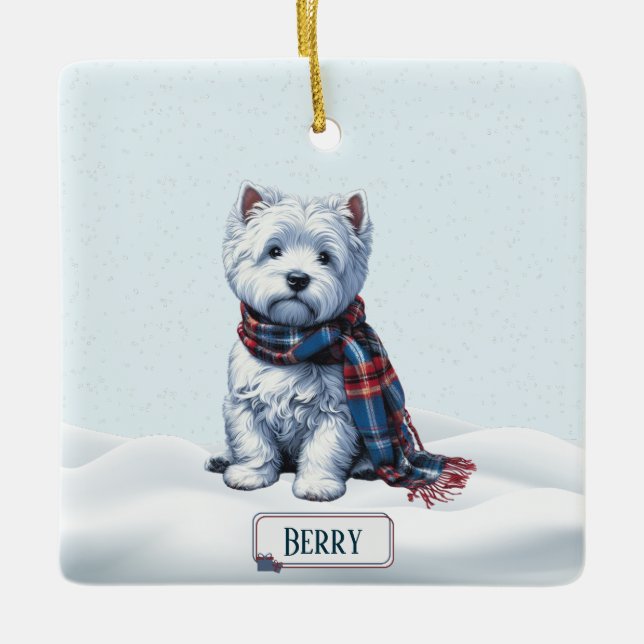 Personalised Westie Christmas Ornament (Front)