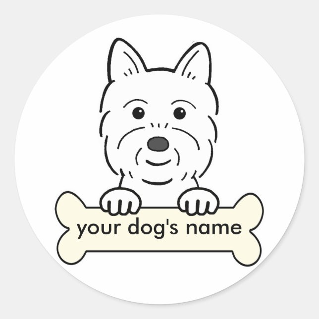 Personalised Westie Classic Round Sticker (Front)