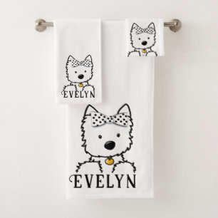 Personalised Westie Girl Bath Towel Set