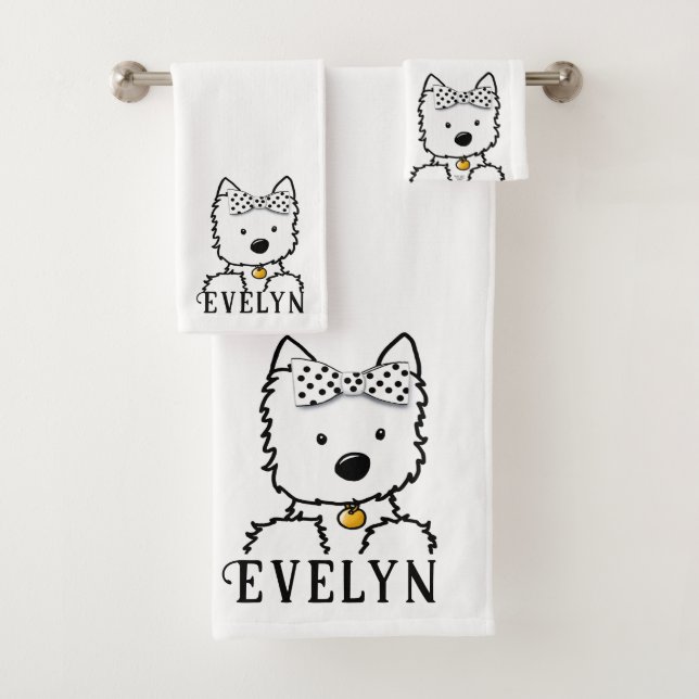 Personalised Westie Girl Bath Towel Set (Insitu)