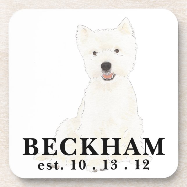 Personalised Westie West Highland Terrier Coaster (Front)