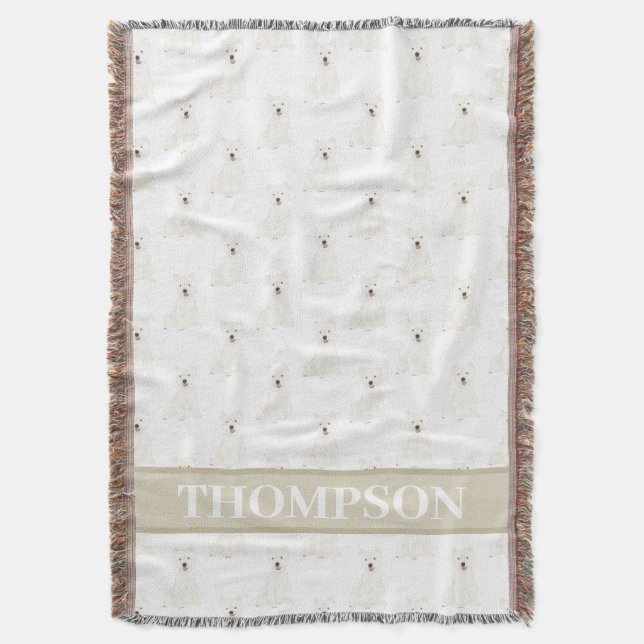 Personalised Westie West Highland Terrier Pink Throw Blanket (Front Vertical)