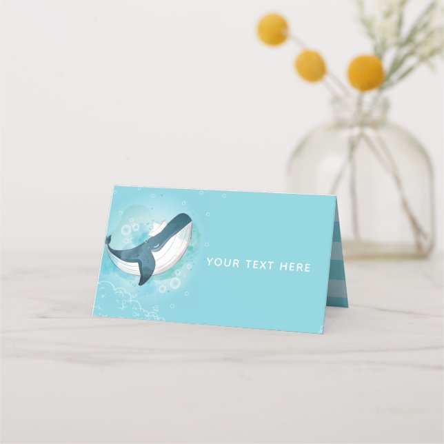 Personalised Whale Under the Sea Place Card (Front)
