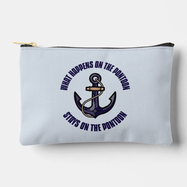 Personalised What Happens on the Pontoon Funny Accessory Pouch (Front)