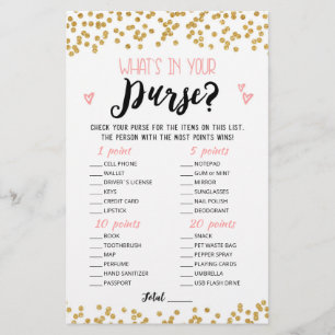Personalised What's in your purse Hen Party game