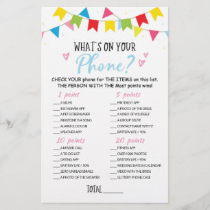 Personalised What's on your phone Baby Shower Game