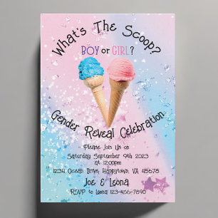 Personalised What's The Scoop Gender Reveal Invitation