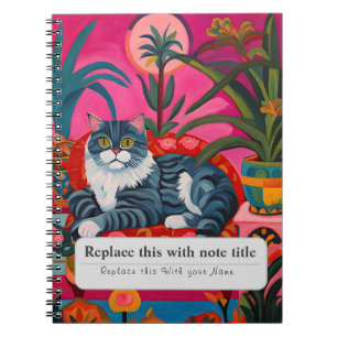 Personalised Whimsical Animals - Cute Cat+ Notebook