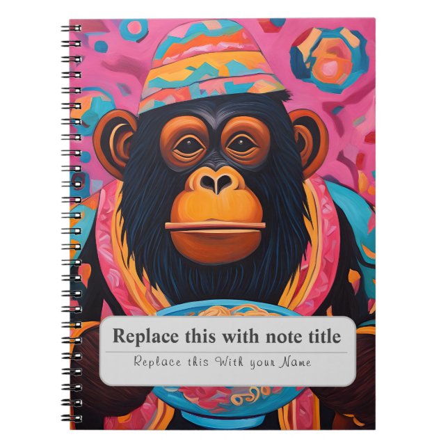 Personalised Whimsical Animals - Monkey Notebook (Front)