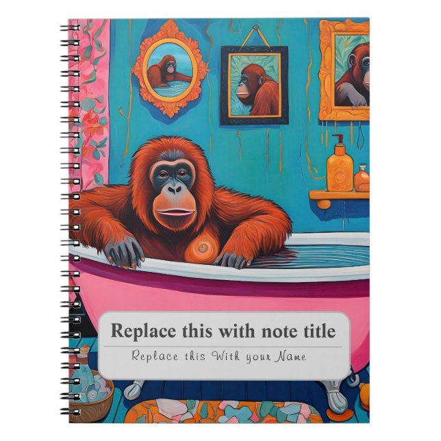 Personalised Whimsical Animals - Monkey Notebook (Front)