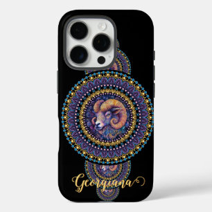 Personalised Whimsical Aries Ornamental Mandala iPhone 16 Pro Case