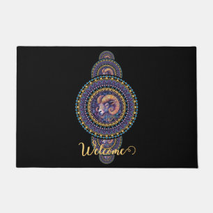 Personalised Whimsical Aries Ornamental Mandala Doormat