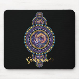 Personalised Whimsical Aries Ornamental Mandala Mouse Mat