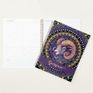 Personalised Whimsical Aries Zodiac Dot Mandala Planner