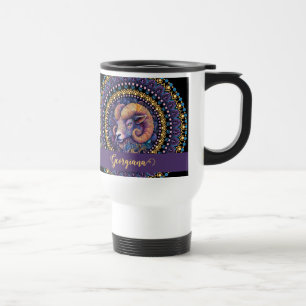Personalised Whimsical Aries Zodiac Dot Mandala Travel Mug