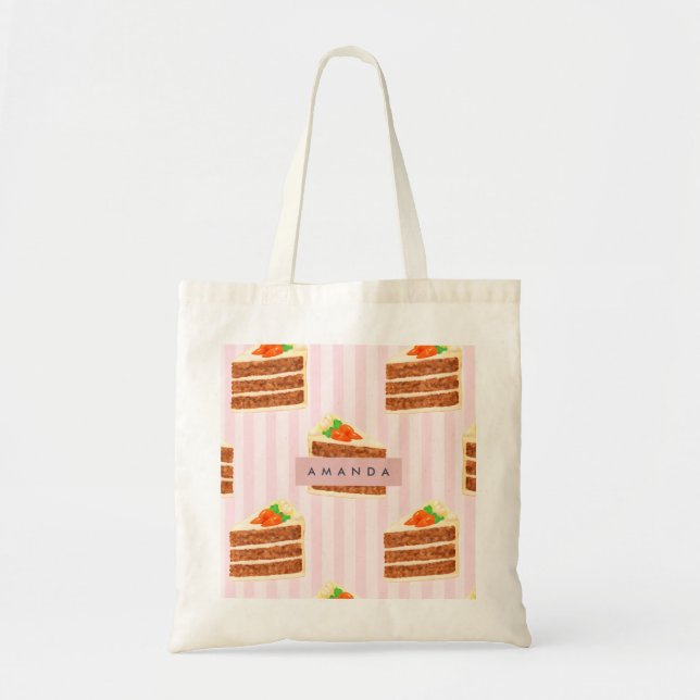 Personalised Whimsical Carrot Cake Pattern Tote Bag (Front)