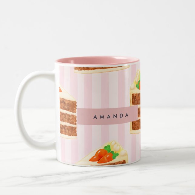 Personalised Whimsical Carrot Cake Pattern Two-Tone Coffee Mug (Left)