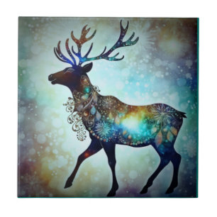 Personalised Whimsical Christmas Reindeer Tile