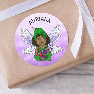 Personalised Whimsical Fairy Name Classic Round Sticker