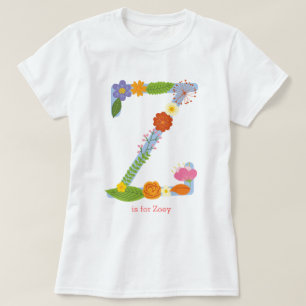Personalised Whimsical Flower Monogram (Z) T-Shirt