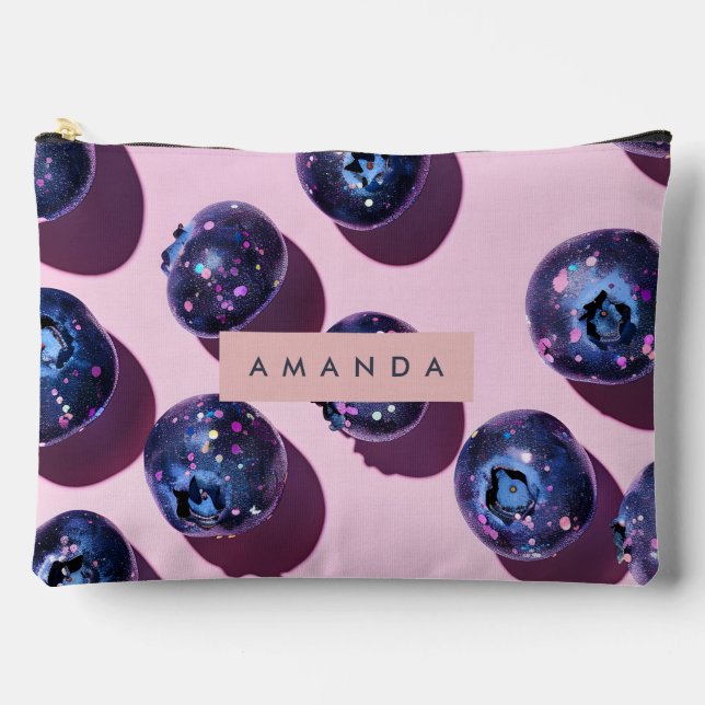 Personalised Whimsical Galaxy Blueberry Accessory Pouch (Front)