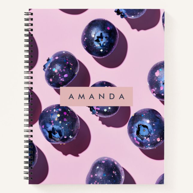 Personalised Whimsical Galaxy Blueberry Notebook (Front)