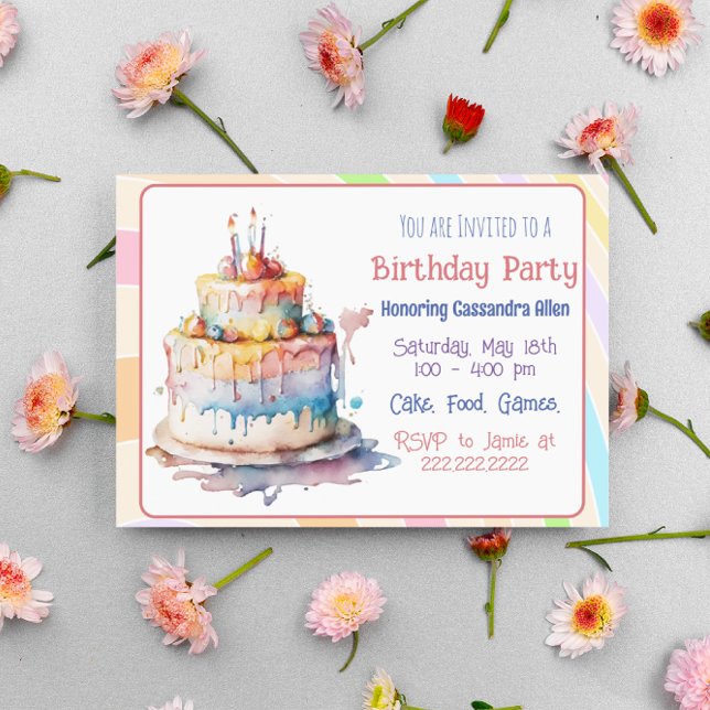 Personalised Whimsical Girl's Birthday Invites Postcard (Creator Uploaded)