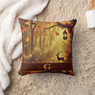 Personalised Whimsical Golden Autumnal Woodland Cushion