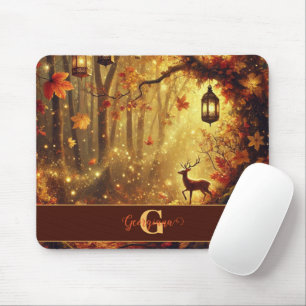 Personalised Whimsical Golden Autumnal Woodland Mouse Mat