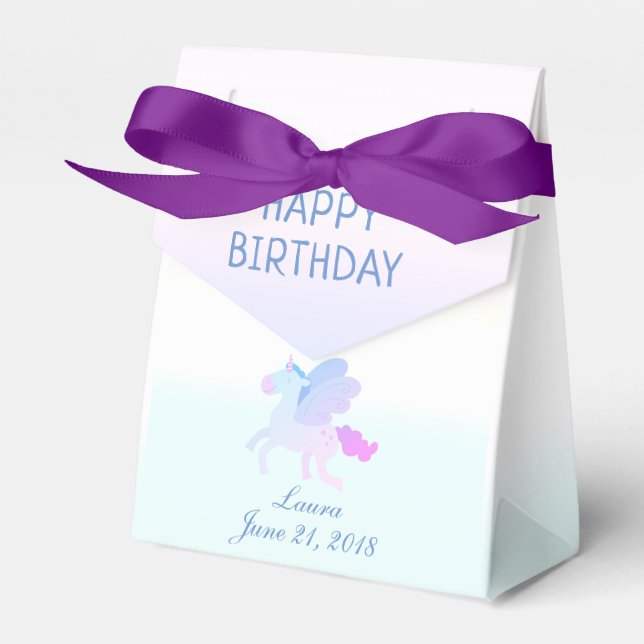 Personalised Whimsical Happy Birthday Unicorn Favour Box (Front Side)