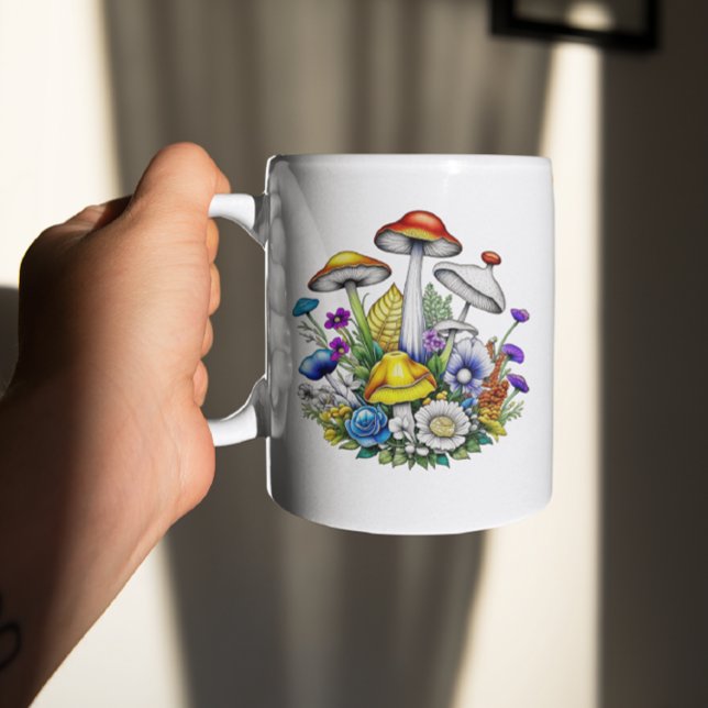 Personalised Whimsical Magical Mushrooms Flowers Coffee Mug (Creator Uploaded)