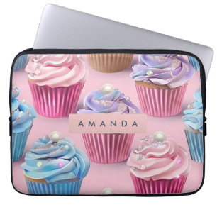 Personalised Whimsical Pastel Cupcake Dreams Laptop Sleeve