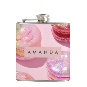 Personalised Whimsical Pastel Macaron Sparkle Hip Flask