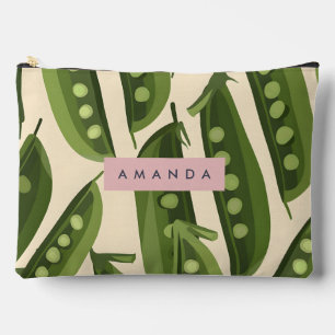 Personalised Whimsical Playful Green Pea Pod Accessory Pouch