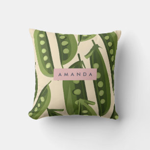 Personalised Whimsical Playful Green Pea Pod Cushion