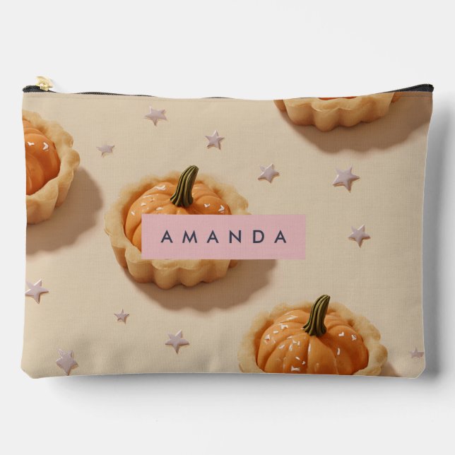 Personalised Whimsical Pumpkin Tart Pattern Accessory Pouch (Front)