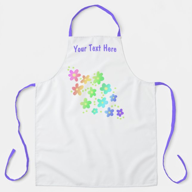 Personalised Whimsical Rainbow Flowers Apron (Front)