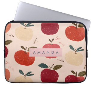 Personalised Whimsical Red Apple Harvest Laptop Sleeve