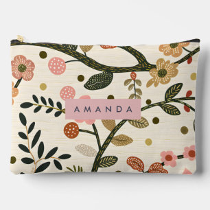 Personalised Whimsical Retro Autumn Flower Accessory Pouch