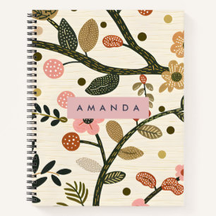 Personalised Whimsical Retro Autumn Flower Notebook