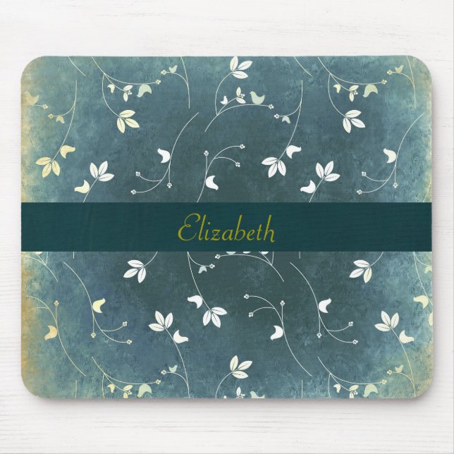 Personalised Whimsical Vintage Bird Pattern Mouse Mat (Front)