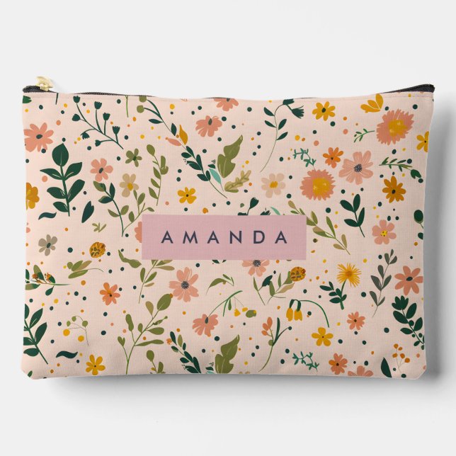 Personalised Whimsical Wildflower Meadow Accessory Pouch (Front)