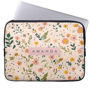 Personalised Whimsical Wildflower Meadow Laptop Sleeve